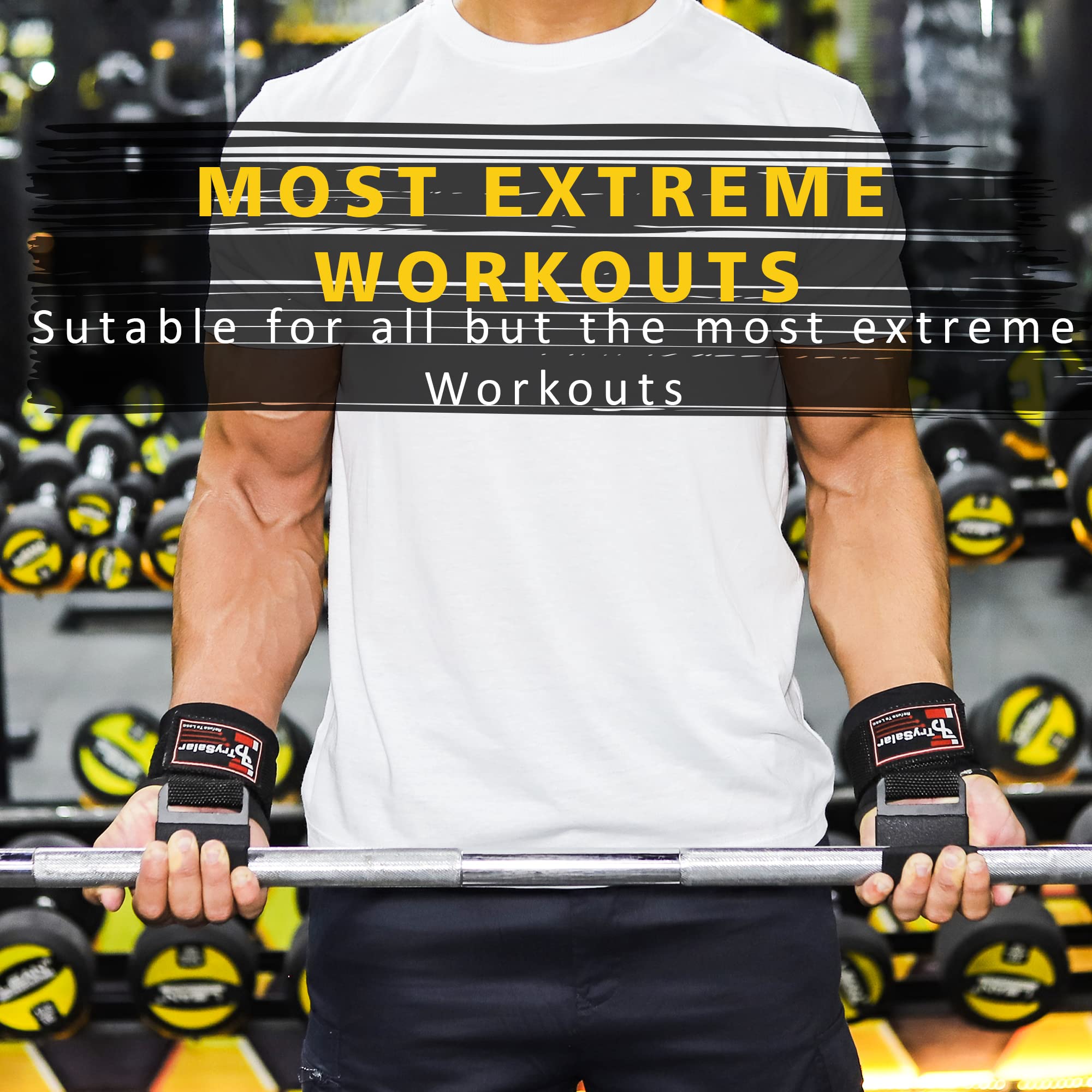 Protège-Poignets D'Haltérophilie Avec Crochets De Traction, Sangles De Levage Robustes, 1 Paire