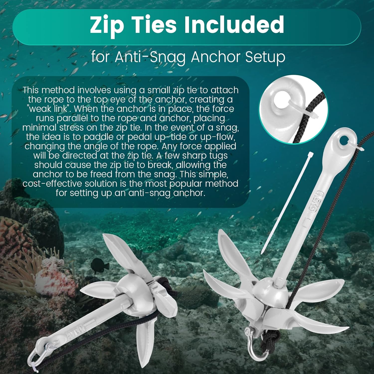 Condition photo showing New/Like New for kayak anchor kit, 1.5/3.5 lb compact folding grapnel anchor for kayaks, canoes, sups, jet skis, small boats - lightweight portable marine boat anchor with rust-resistant design silver 1.5lbs