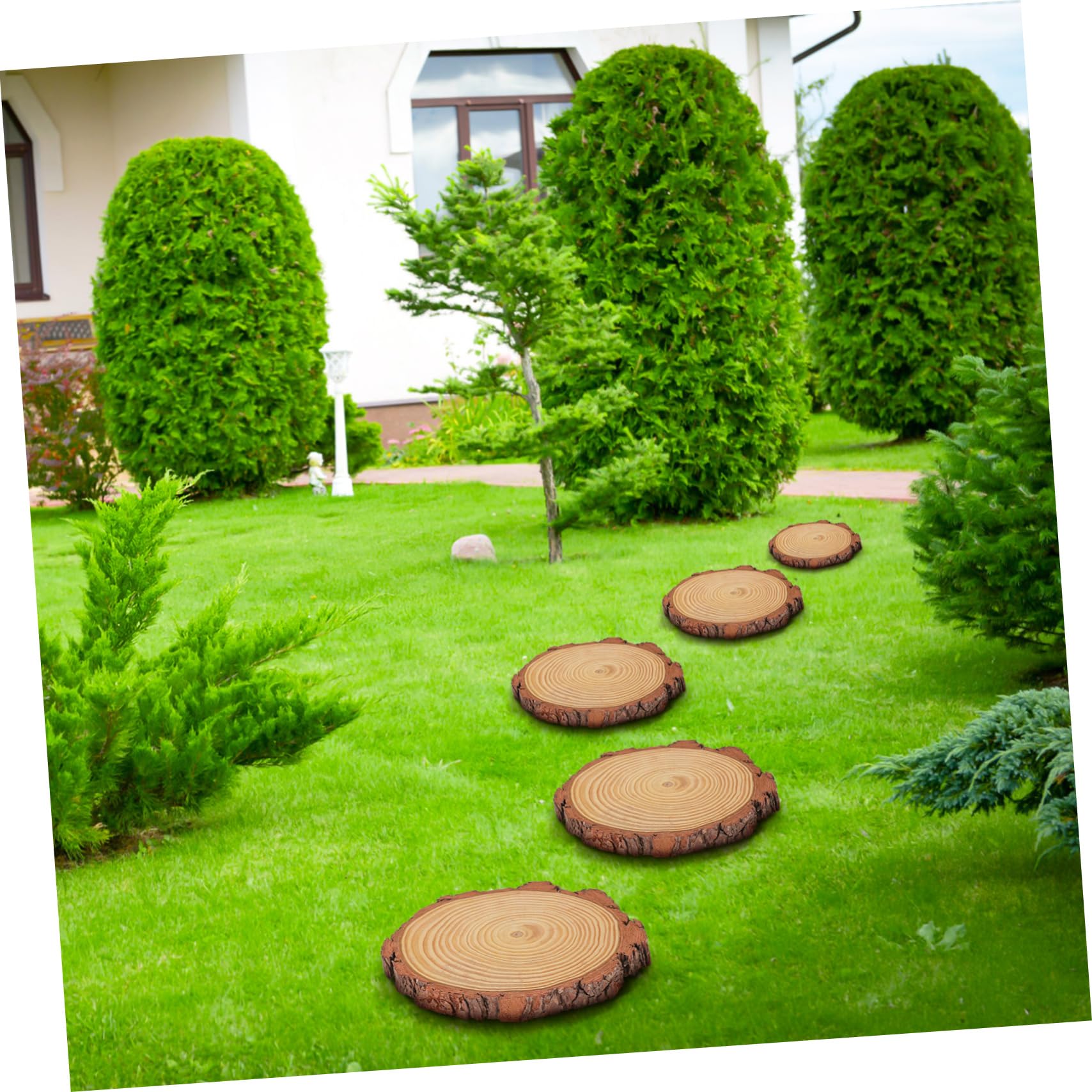 Pierres de Gué de Jardin en Bois, Lot de 3, Style Délicat