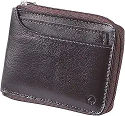 Carteira Masculina Porta CNH Couro Legítimo Fechamento Zíper 188 (Café)