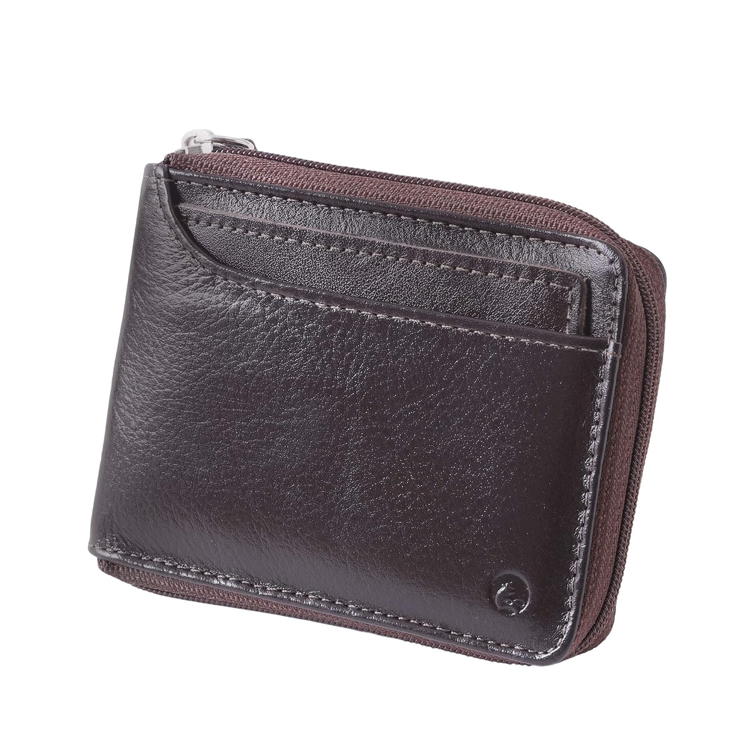 Carteira Masculina Porta CNH Couro Legítimo Fechamento Zíper 188 (Café)