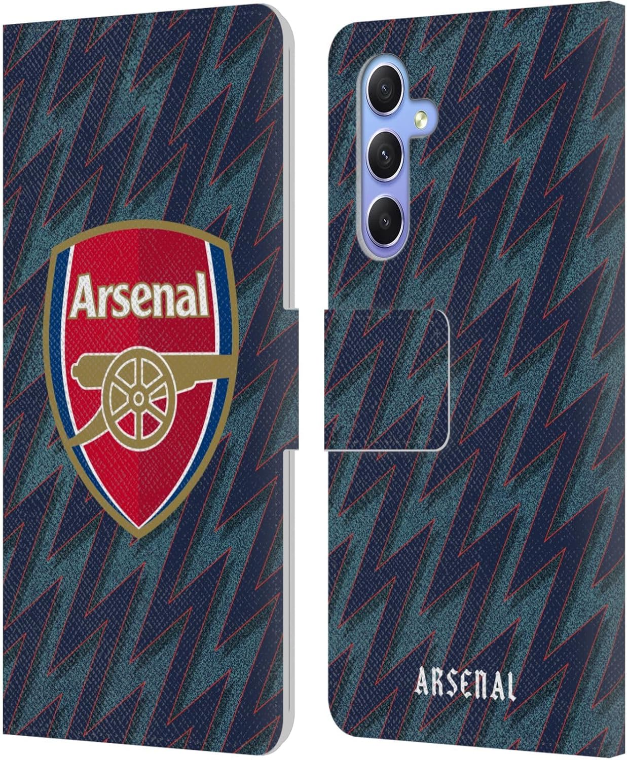 Head Case Designs Officially Licensed Arsenal FC Third 2021/22 Crest Kit Leather Wallet Case Compatible with Samsung Galaxy A34 5G