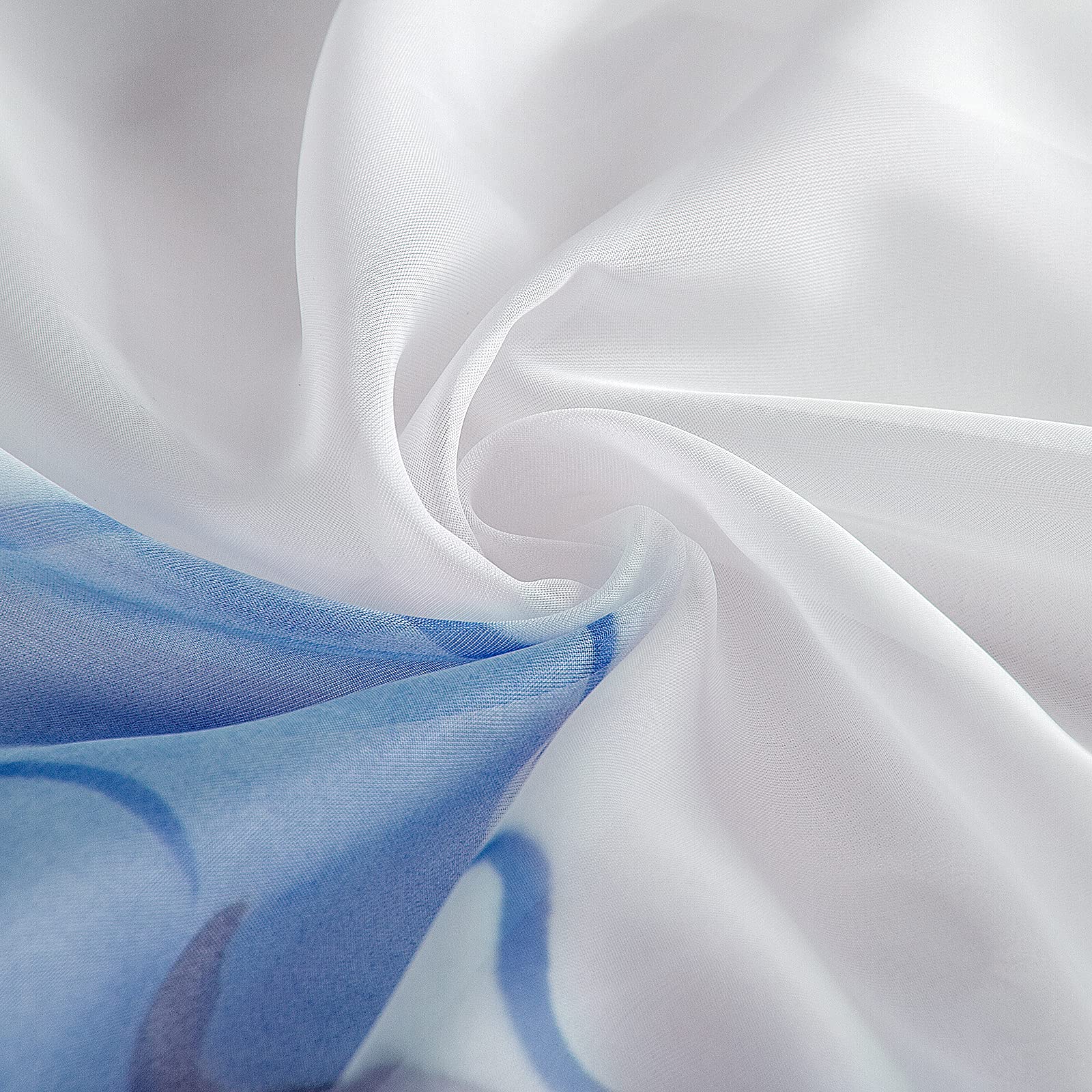 SIMPVALE 2 Pezzi Tende Della Soggiorno a Garofano Stampato Floreale Manuale Trattamento Delle Finestre per Sala, larghezza 150 cm, Blu, Altezza 270cm