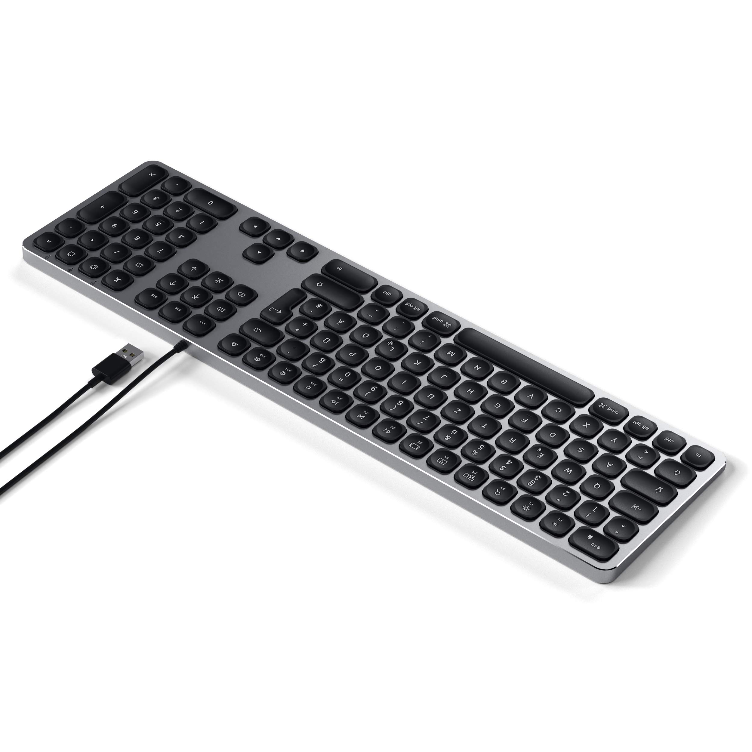 SATECHI Teclado con Cable USB De Aluminio con Keypad Numérico - Teclado QWERTZ Alemán - Compatible con iMac, iMac Pro, 2020 Mac Mini y Mucho Más, Distribución en Alemán, Gris Espacial