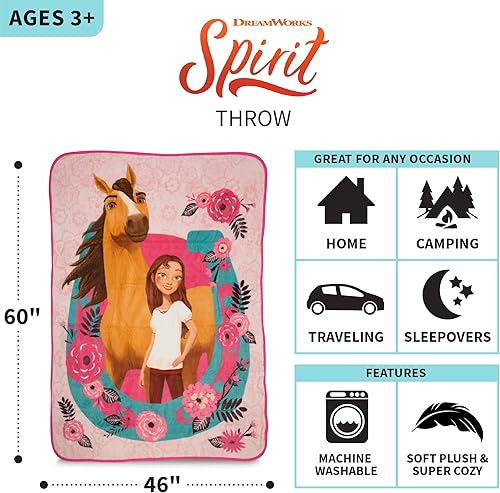 Vista 3 de Franco - Ropa de cama infantil de microfibra súper suave, 46 pulgadas x 60 pulgadas, Spirit Riding Free