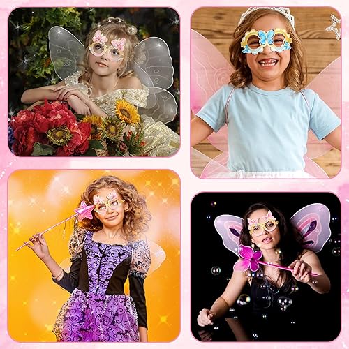 Miniatura 6 de 24 anteojos de papel de mariposa coloridos para fiestas, decoraciones de fiesta de mariposas, suministros de fiesta de cumpleaños para niñas y