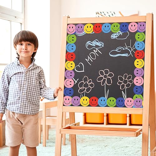 Miniatura 4 de AnyDesign - Rollo de 32.8 pies para tablón de anuncios, diseño de cara feliz, diseño motivacional con sonrisa troquelada, para aula, pizarra y