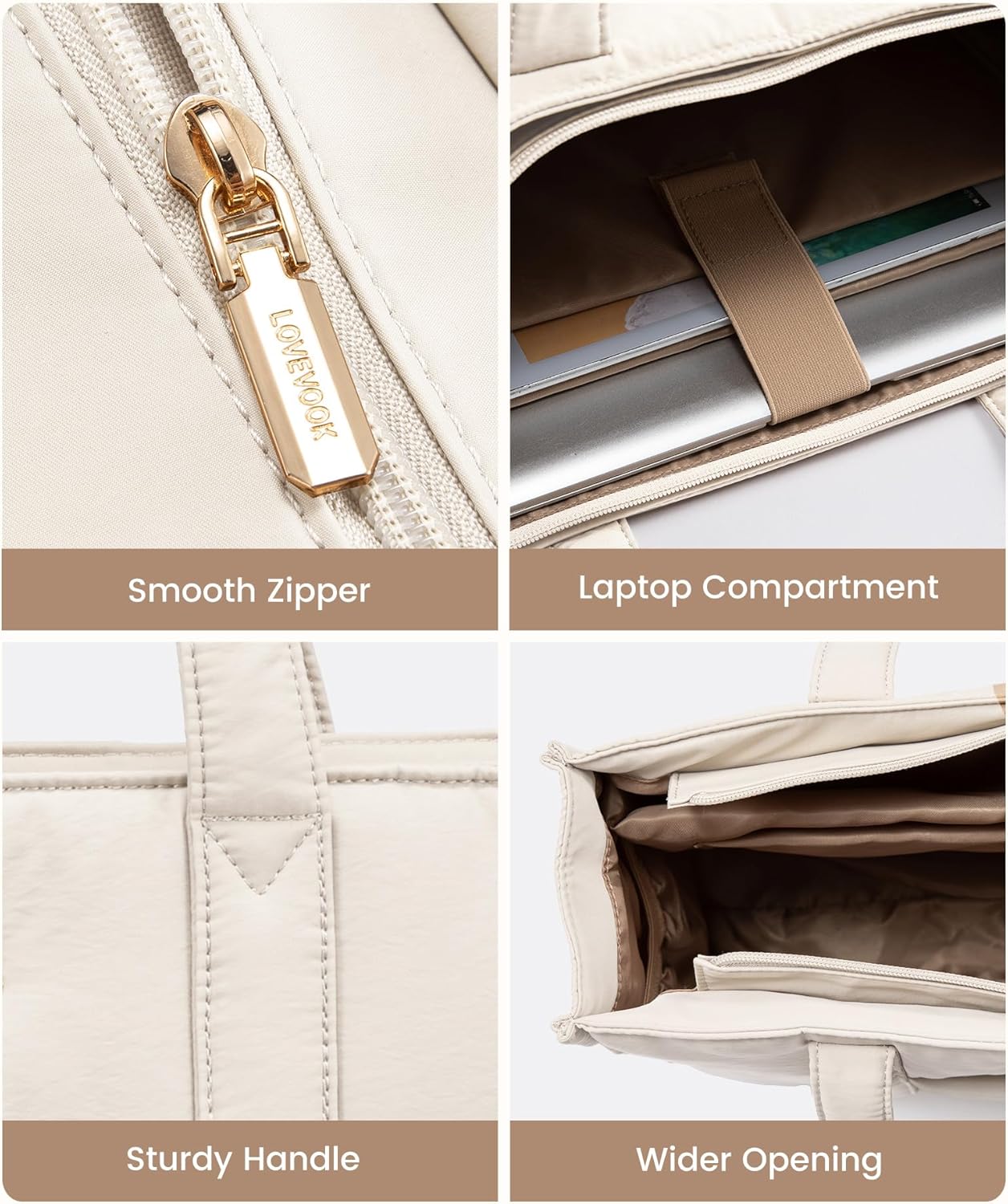 LOVEVOOK Laptop Bag for Women, Puffer Tote Bag for Work 17 Inch Large Computer Briefcase for Teacher Nurse, Quilted Lightweight Casual Shoulder Bags For Travel, Daily - Image 9