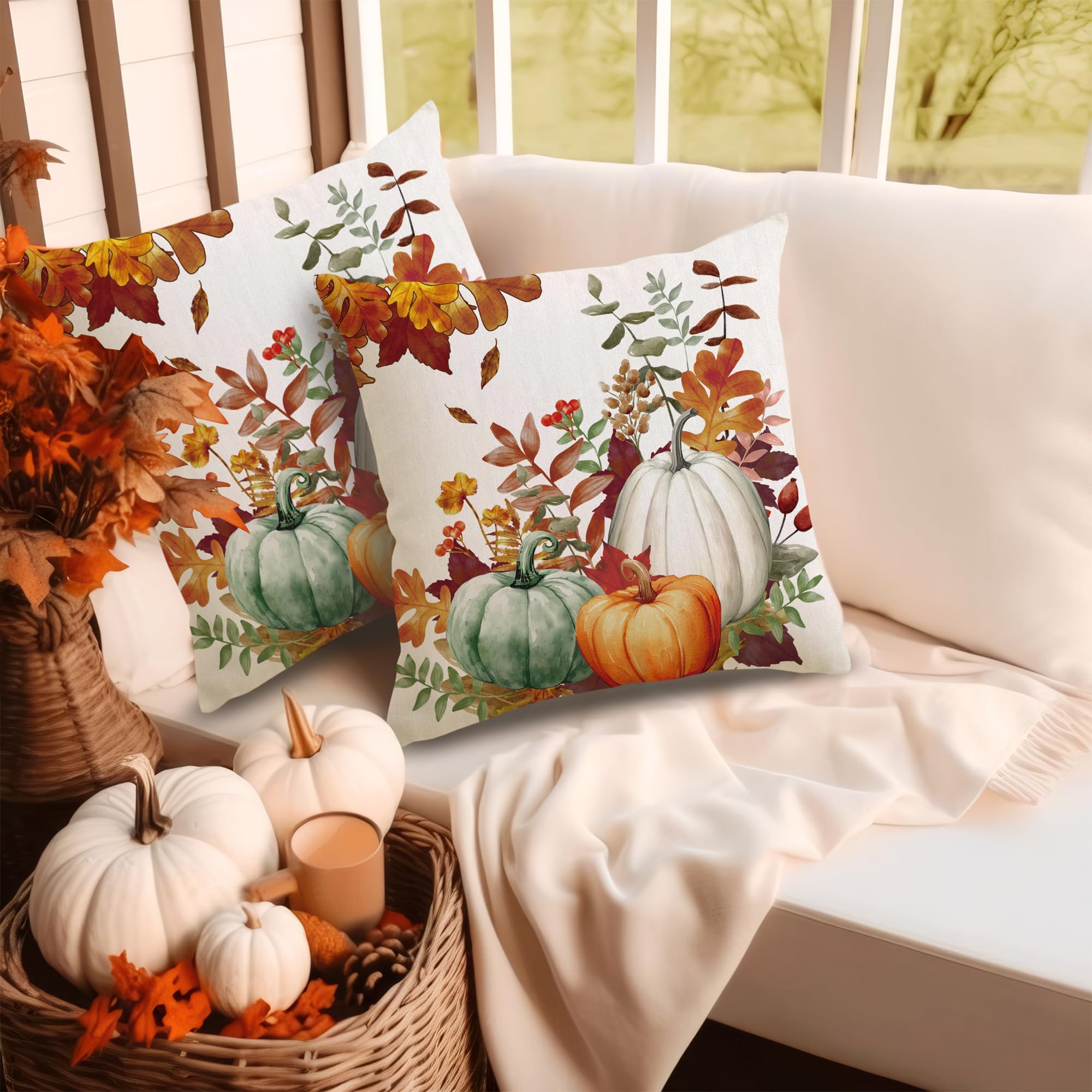 2 Housses De Coussin Automne 45x45 Cm Motif Citrouille – Coussins Déco