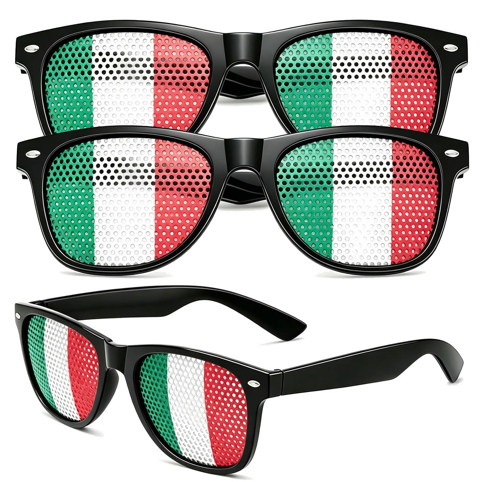 2026 Fan Glasses 3PCS Flag Sunglasses Pinhole Classic Shades Lightweight Accessory for Sports Events Parties & Celebrations Creative Photo Prop Unisex Fashion