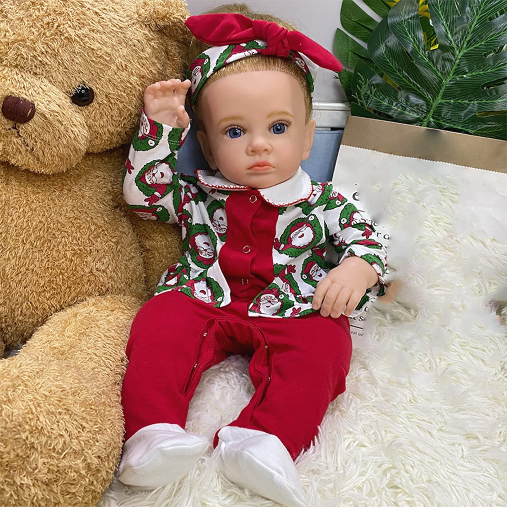 HLONGG Lifelike Reborn Dolls with Lovely Clothes Vinyl Girl Doll Baby Reborn 24 Inch Realistic Sleeping Babies Dolls Kid'S Playmate for Children's Birthday,B