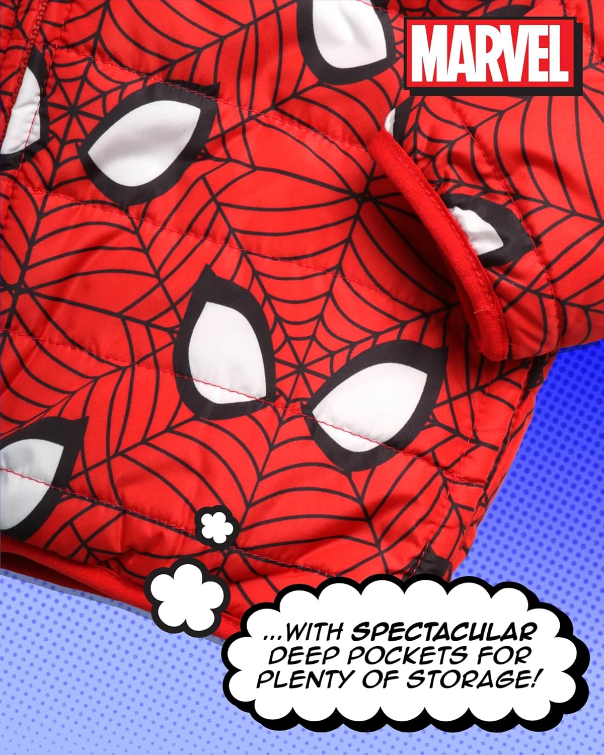 Marvel Spider-Man Boys Puffer Jacket - Reversible Quilted Puffer Coat with Sherpa Fleece Lining Jacket for Boys (Size: 2T-20) - Image 5