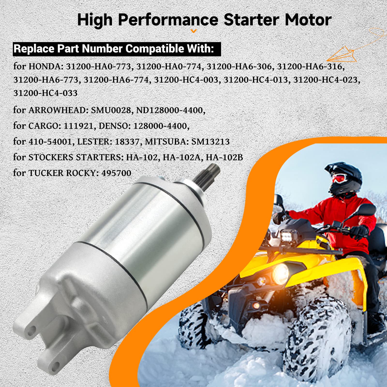 Starter Motor &amp; Starter Solenoid For 1988-2000 Honda FourTrax300