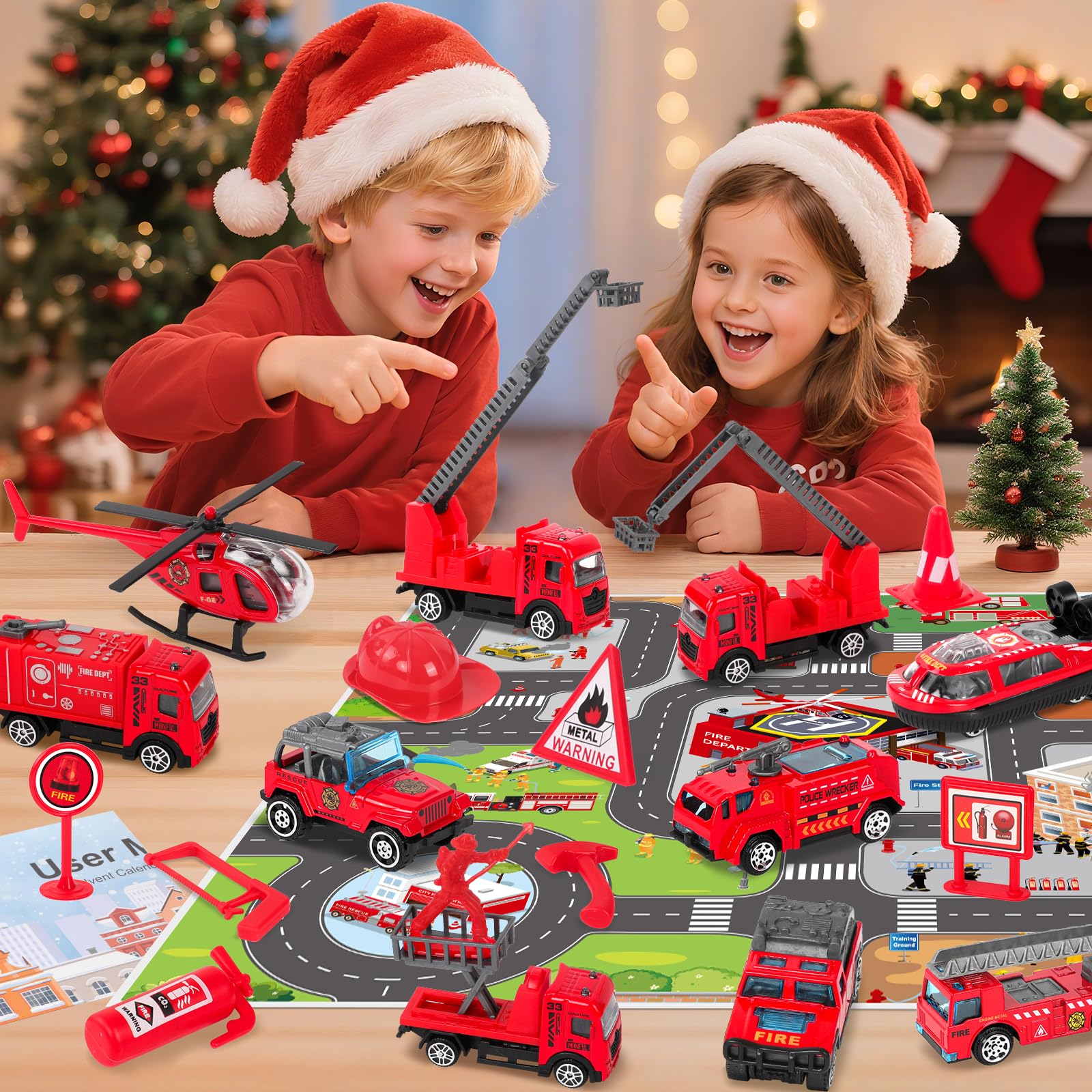 Calendario Adviento 2026 Niños,Calendário do Advento Cars,Christmas Advent 2026 Cars Coches Juguetes para niño 3 4 5 6 7 8 9 10 Años,Calendario Adviento Criança Juguetes Camión de Bomberos