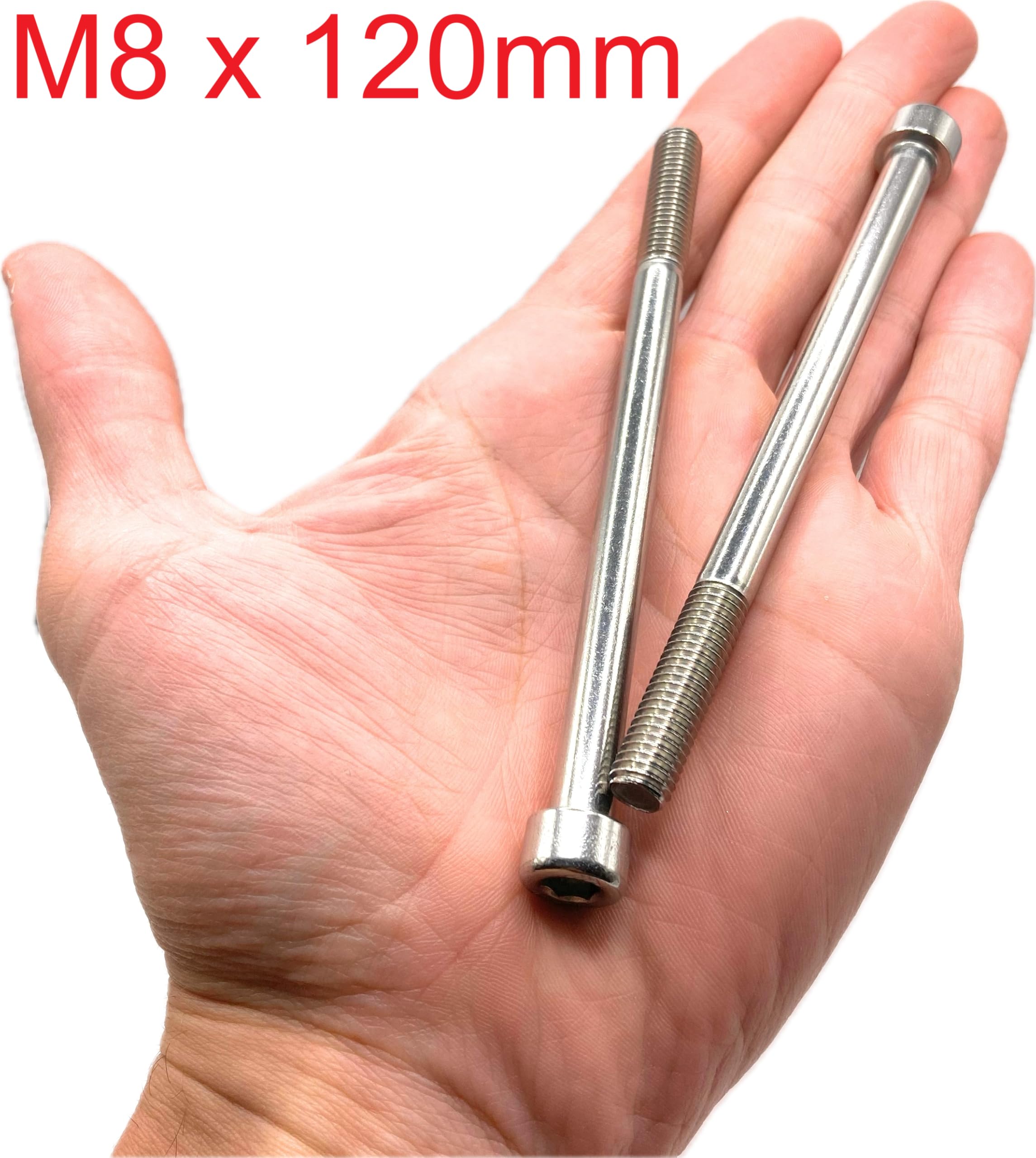 Screws Stainless Steel M8 x 120 mm Cylinder Head BTR Diameter 8 x 120 mm, A2 stainless steel, M8 x 120mm - Image 2