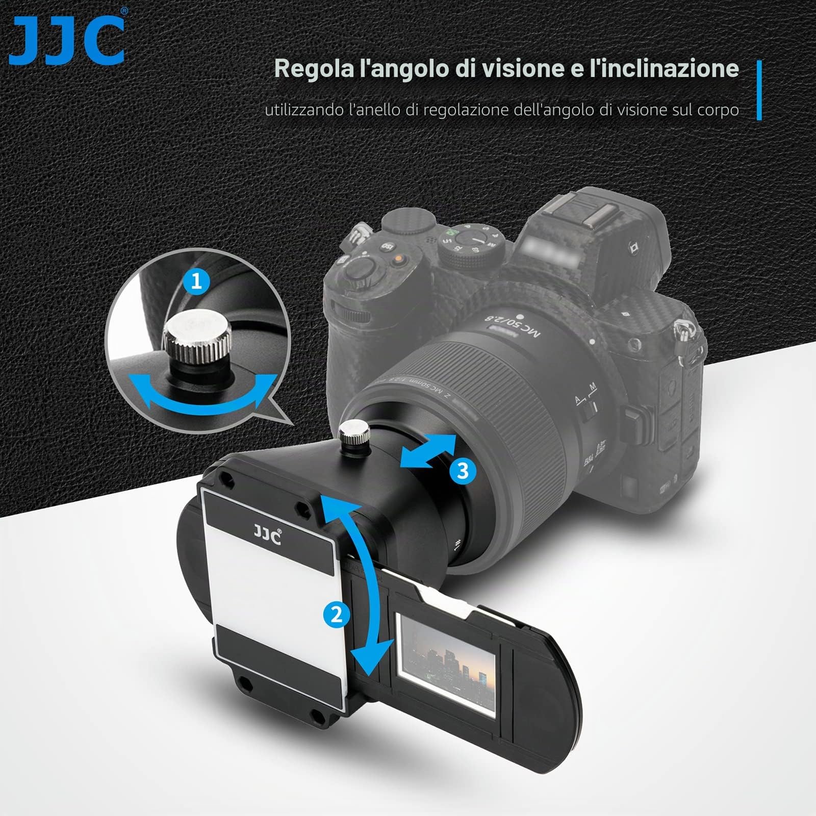 JJC Slide & Film Remake, Con 1 x 35 mm Slide Mount Supporto, 1 Striscia Film Holder e DSLR Barrael Lens Adapter per Copia Negativa, Scanner Negativo per Nikon D850 ES-2