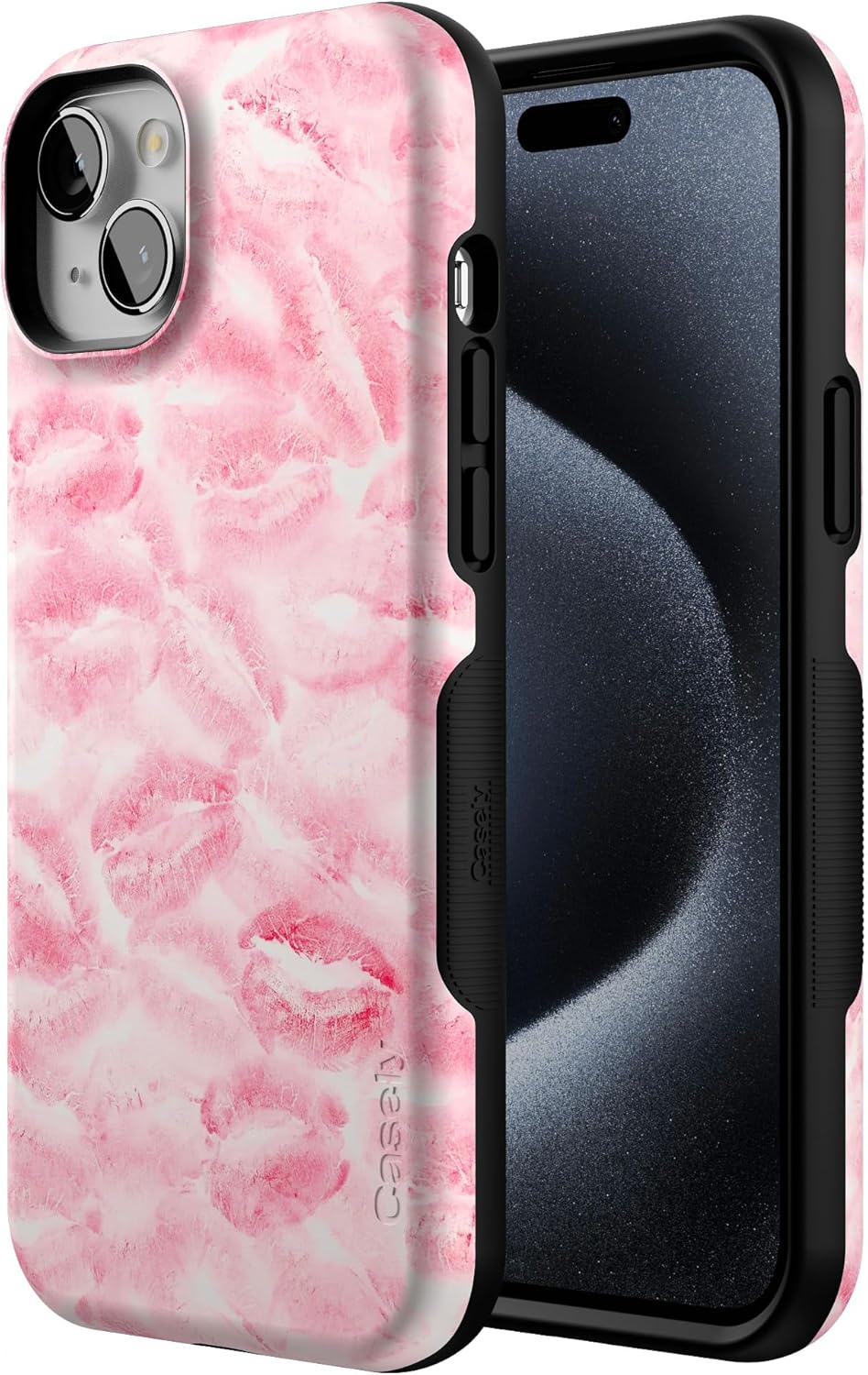 Casely iPhone 15 Case | Sealed with a Kiss | Pink Lipstick | Bold Protective Design | Compatible with MagSafe