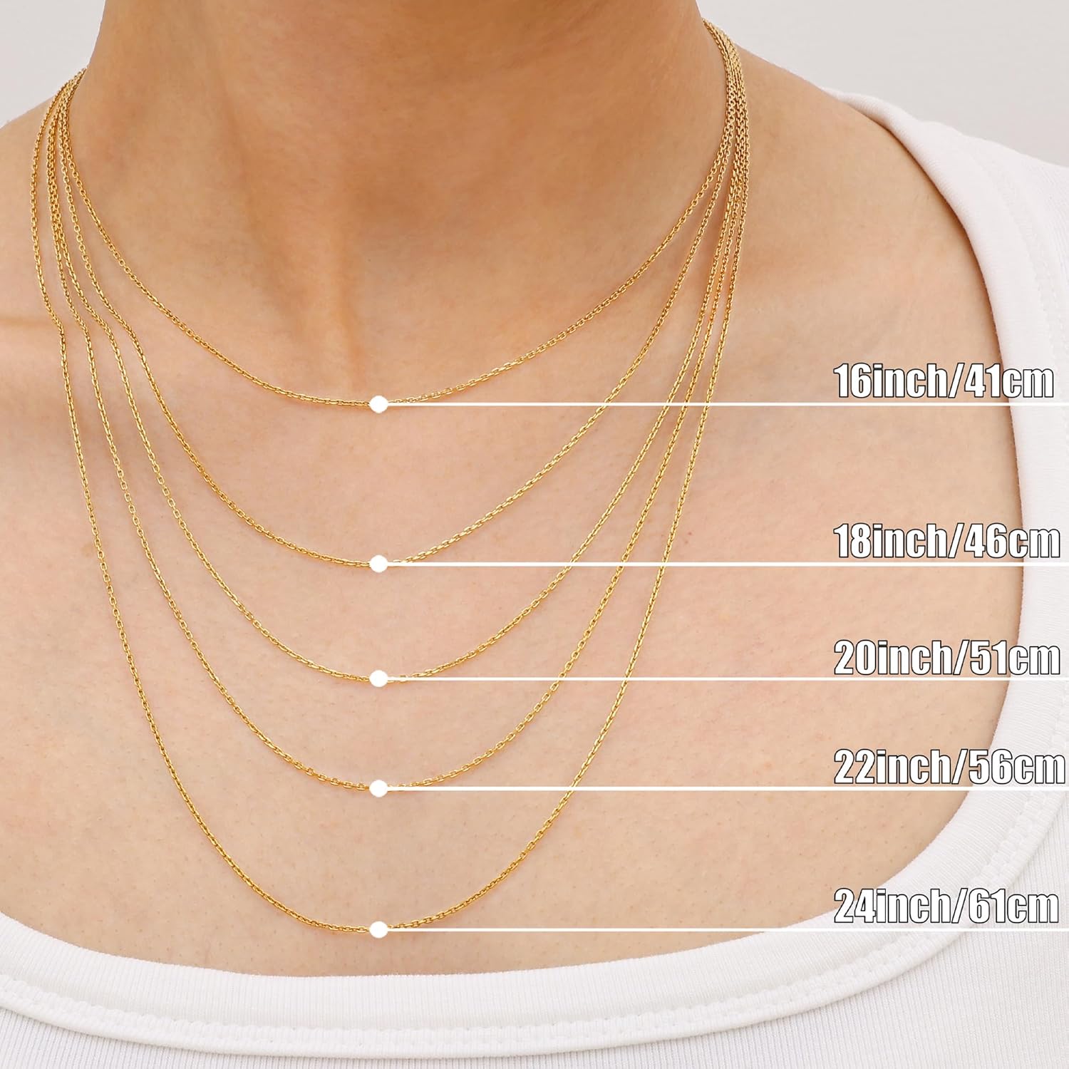 Gacimy Chain Necklace for Women, 14K Gold Plated/Silver Tone Cable Chain for Women, 1.1/1.3mm Thin Dainty Necklace Chains 16-24 Inch - Image 3