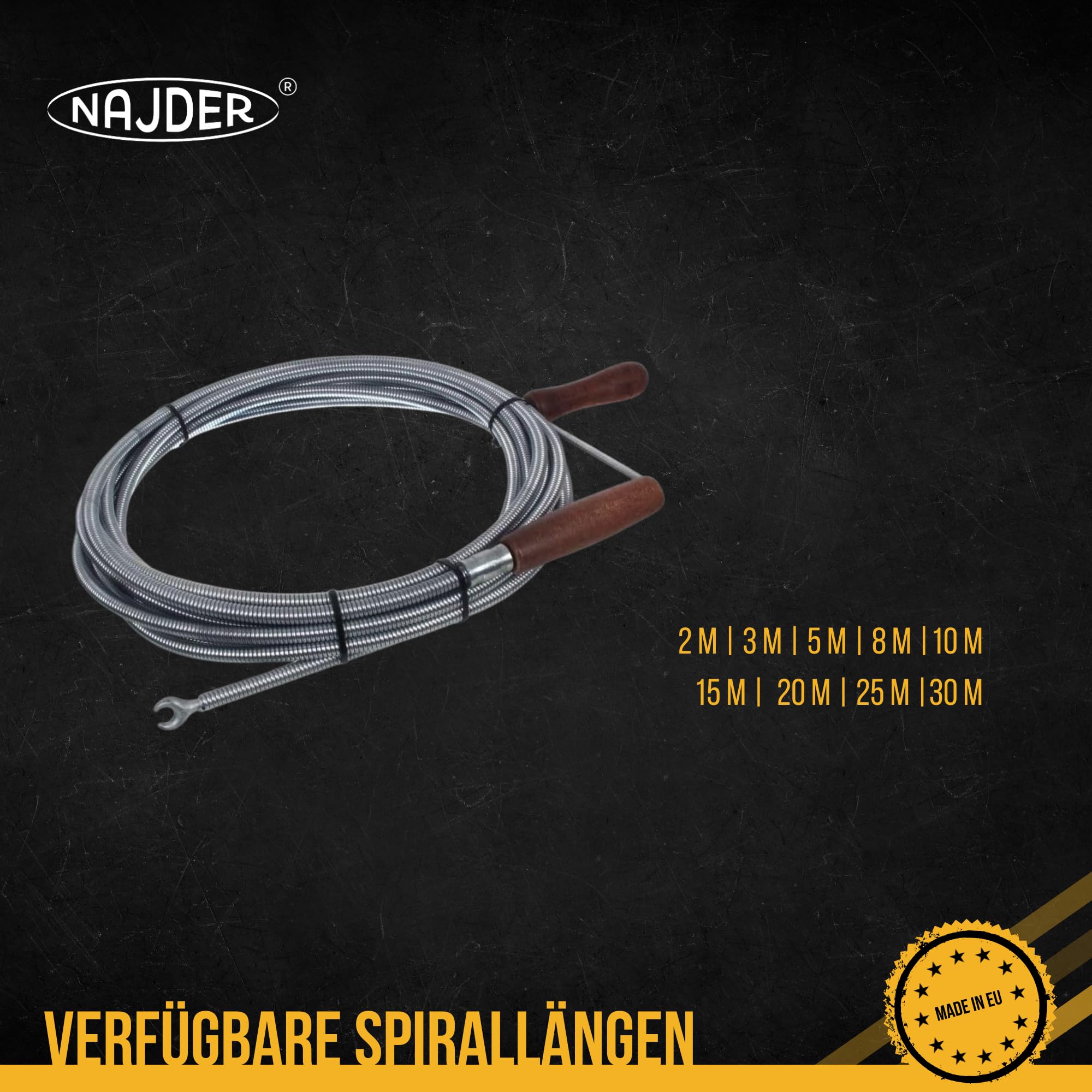 Die Rohrreinigungsspirale mit Kralle abwasserspirale 11 mm für Rohre 100 mm… (15 m)