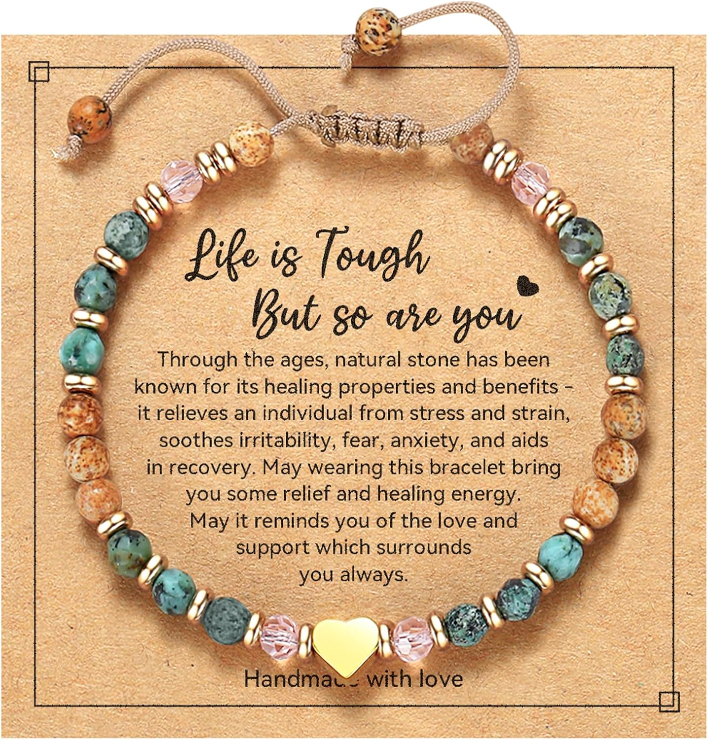 yupoxiu Inspirational Gifts for Women Birthday - Healing Natural Stone Bracelets, Thinking of You Get Well Soon Gifts for Women Friend Sister
