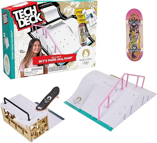 Tech Deck, Sky Brown's Olympic Games Paris 2024 Rampa, juego personalizable X-Connect Park Creator y diapasón exclusivo, juguete para niños a partir