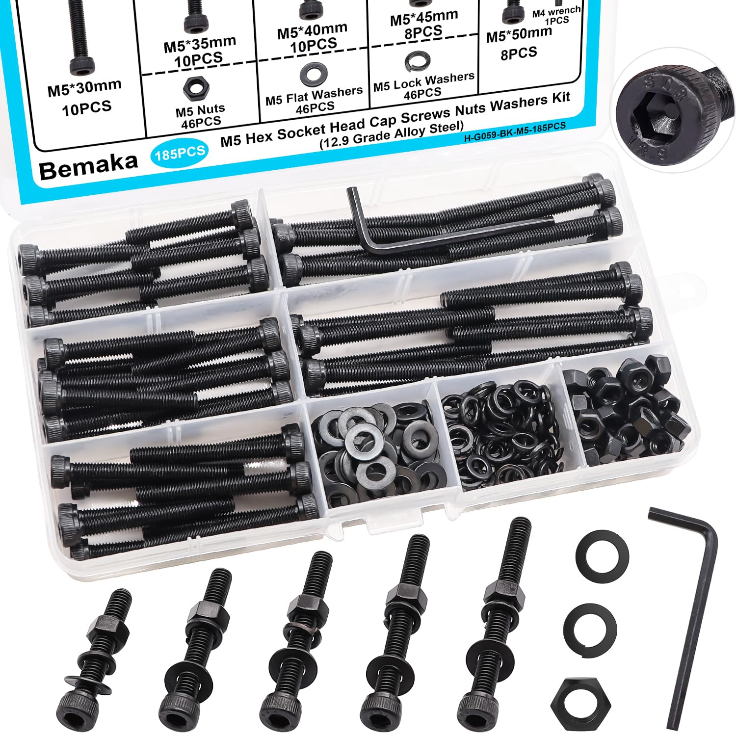 1287Pcs Nuts and Bolts Assortment Kit, 304 Stainless Steel Bolts Machine Screws Hardware Assortment Kit, Metric & SAE Phillips Pan Head Screws, Assorted Bolts, Nuts and Washers Kit — Amazon image 9