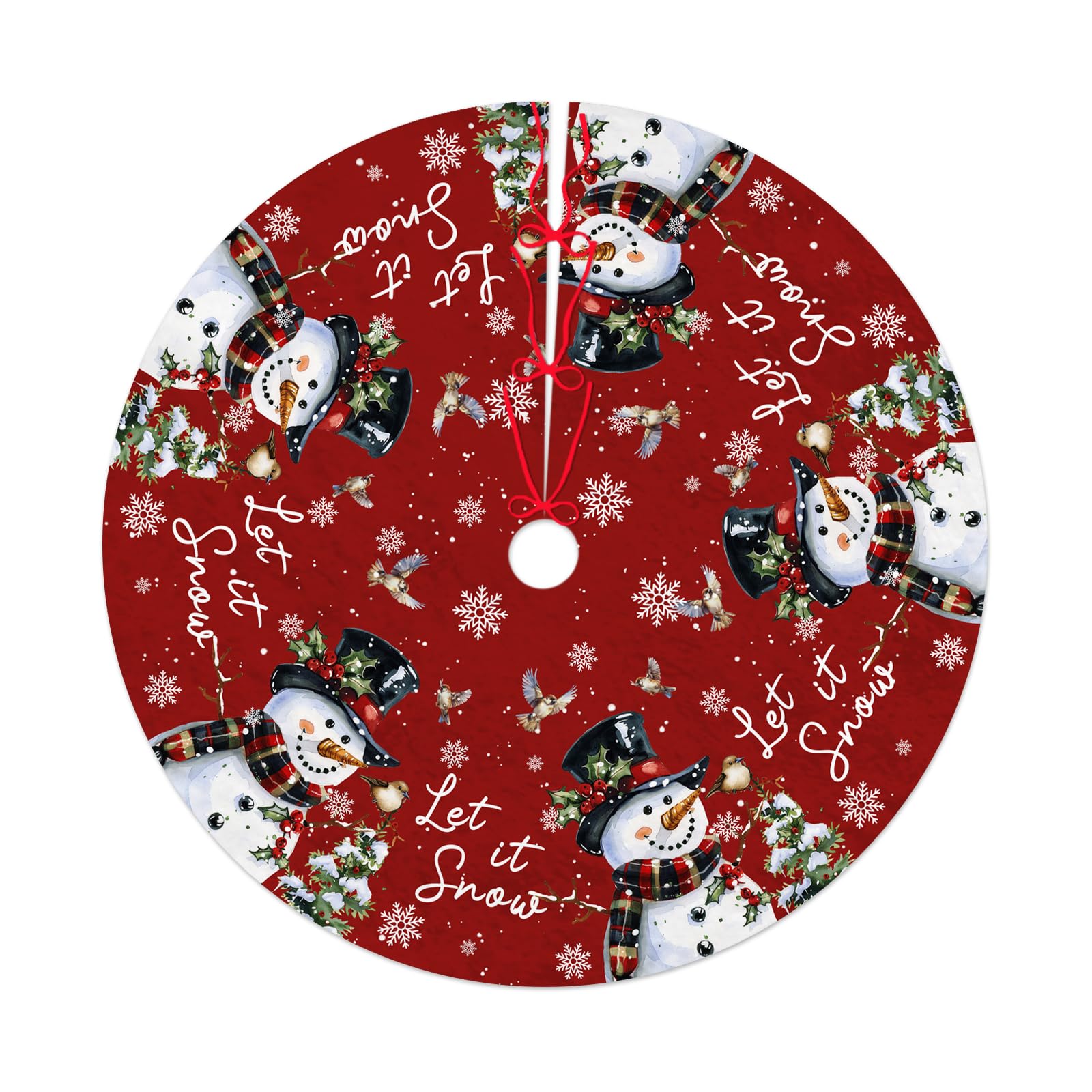 Shaeotek Snowman Christmas Tree Skirt, 36 Inches Tree Skirts, Christmas Tree Decoration, Xmas Tree Mat For Christmas Happy New Year Room/Outdoor Decor