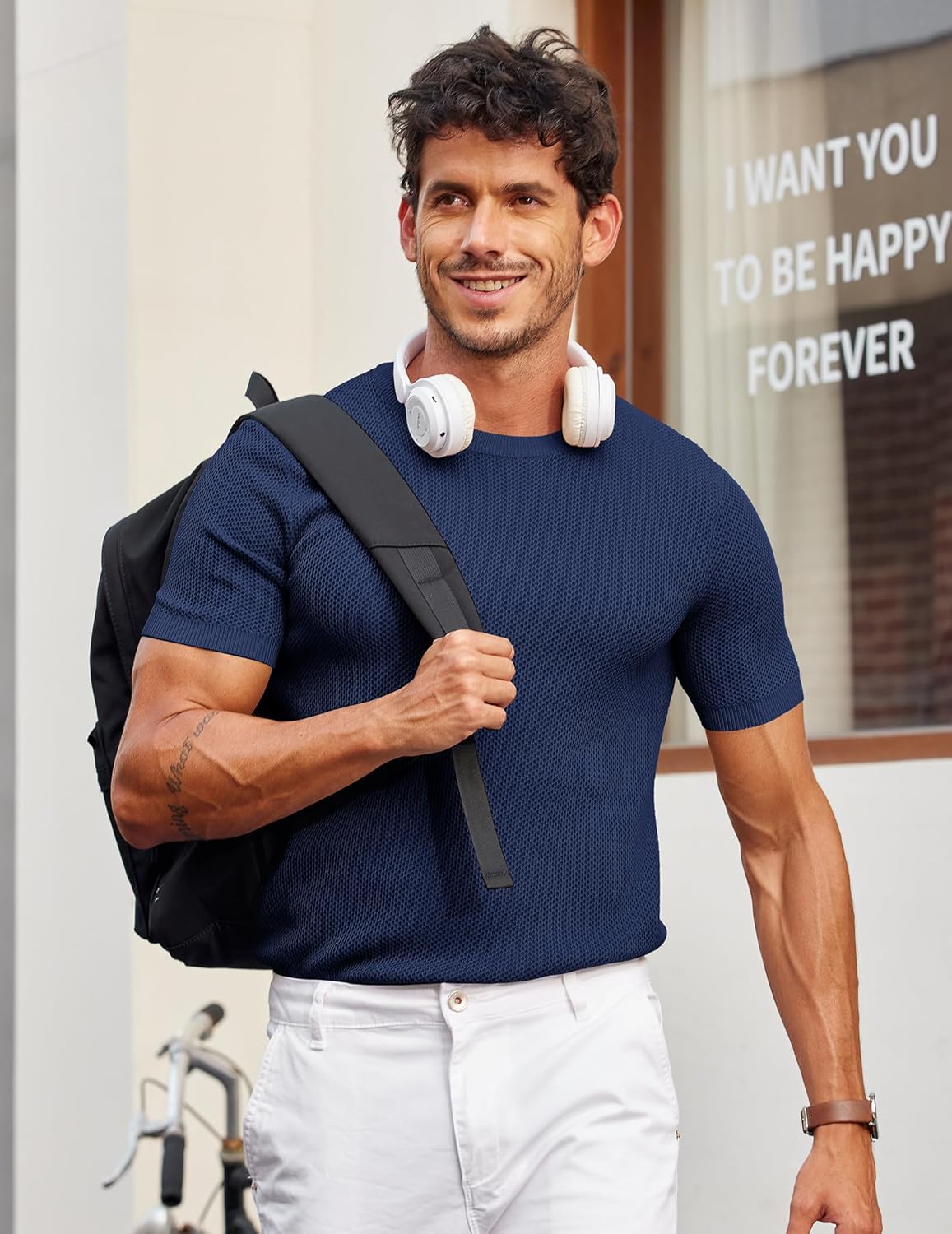 COOFANDY Men's T- Shirts Casual Short Sleeve Crewneck Shirts Solid Textured Knit Pullover Tees - Image 4