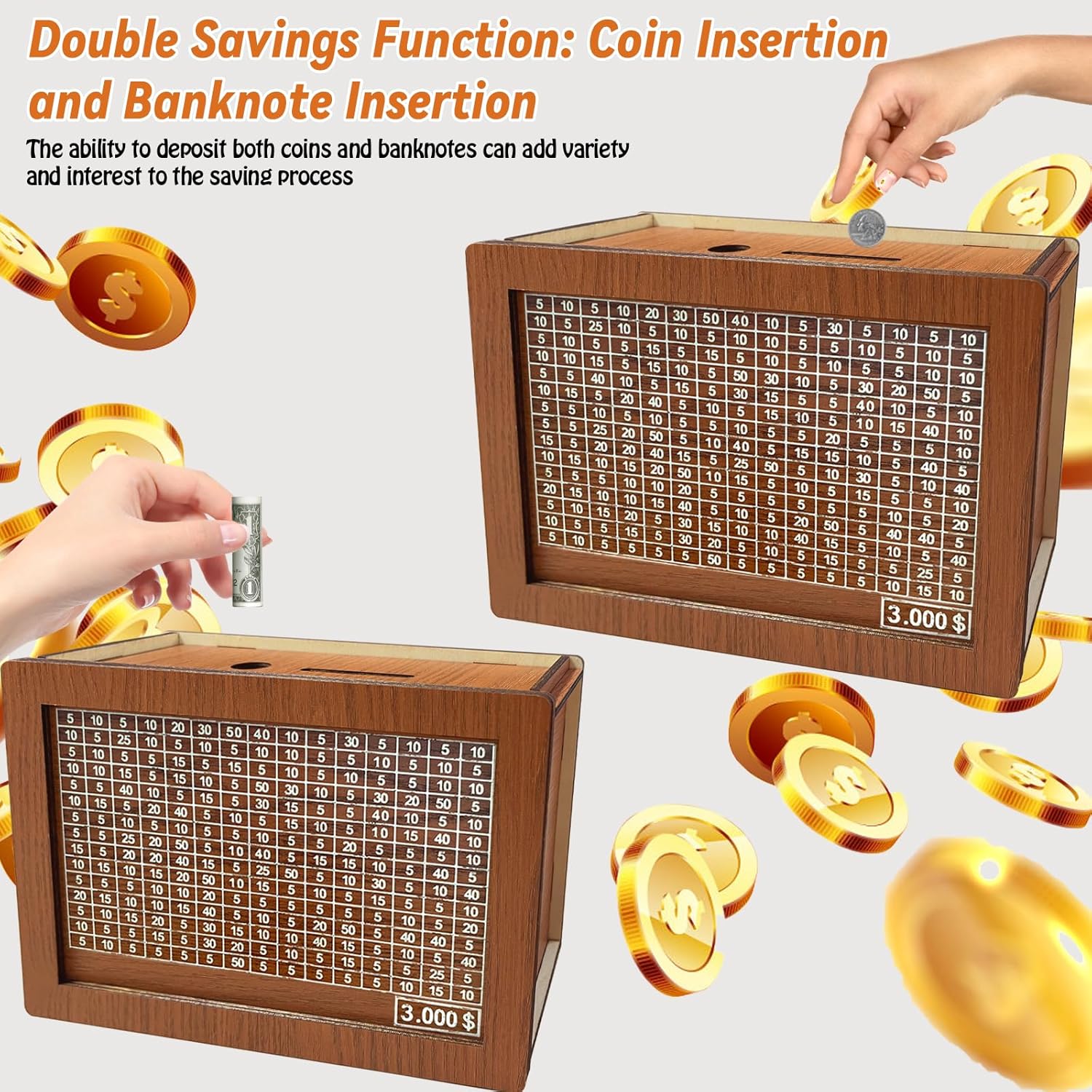 貯金箱 ララ デジタル マネーバンク インテリア 子供 （ デジタルカウンター 鍵付き かわいい ゾウ 自動計算機能 北欧風 玉 カウントバンク  カウンター付き 貯金 硬貨 小銭 おしゃれ プレゼント ） カウンター付き貯金箱 3000米ドル レトロ 再利用可能 木製貯金箱 ...