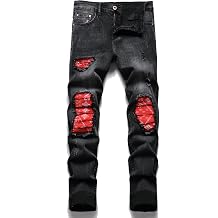 Men's Patch Ripped Stretch Regular Fit Jean