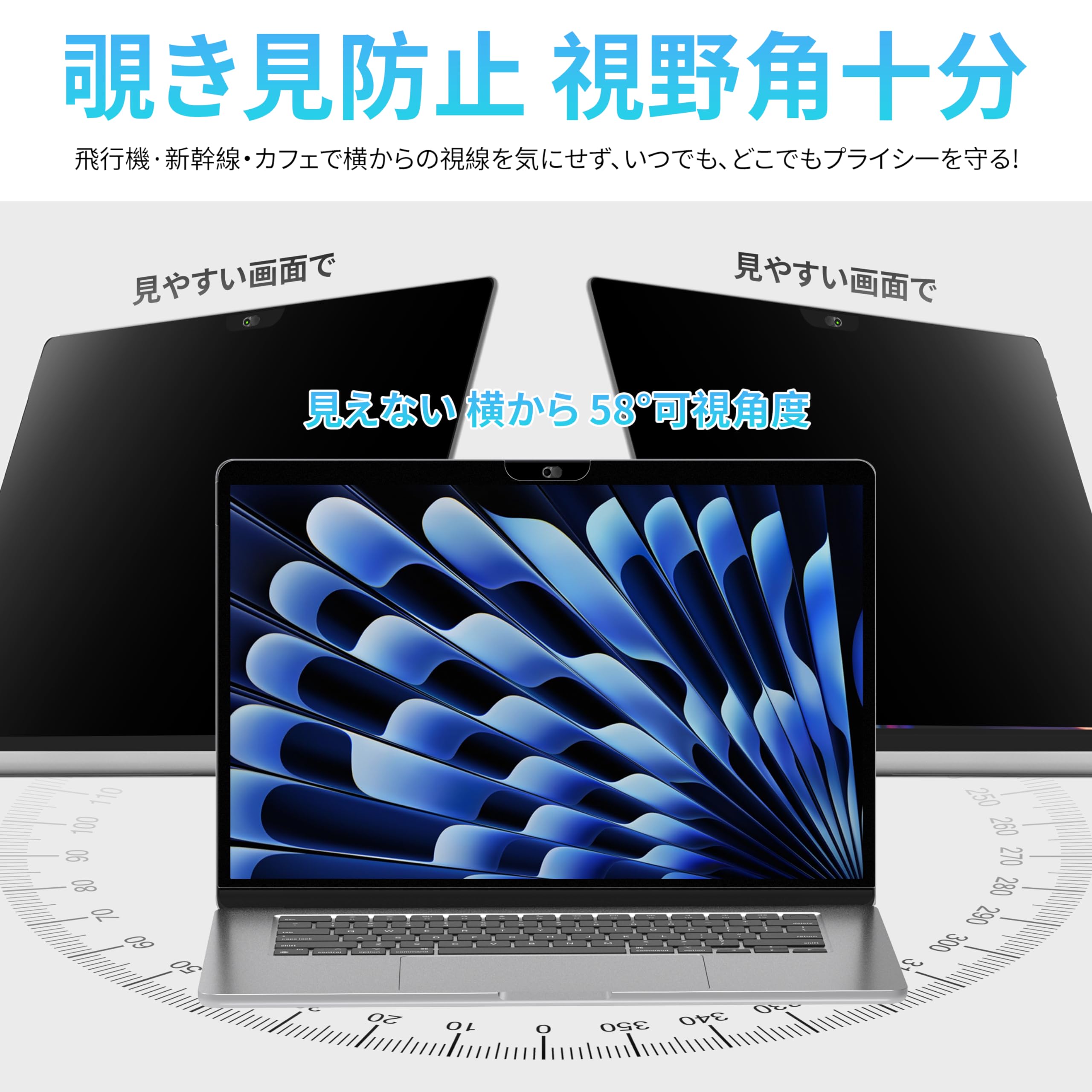 即発送：Macbook Pro 13インチ 2020A2289覗見防止フィルター MacBook Air 13 M4 M3 M2 13.6インチ マグネット式 覗き見防止