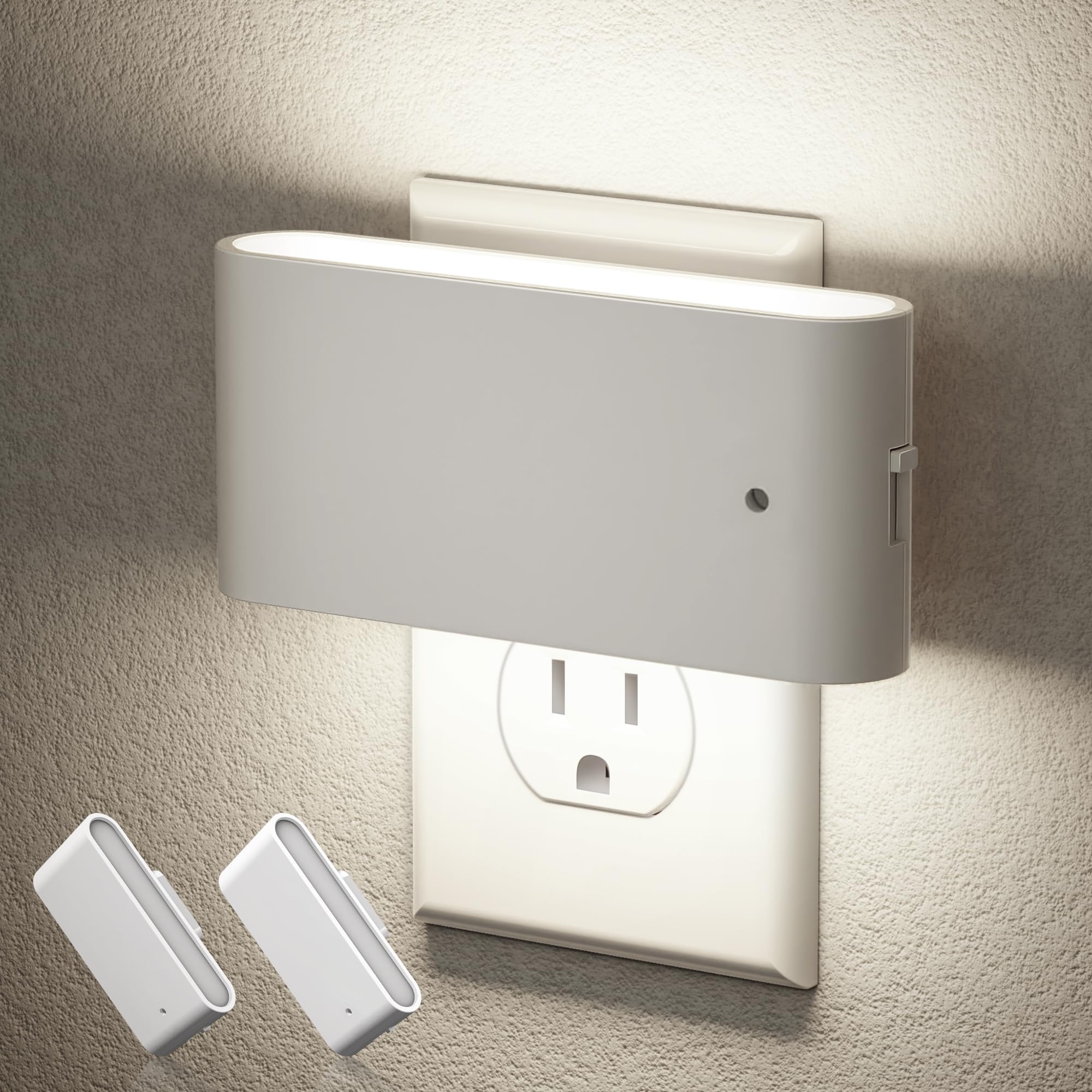 JandCase LED Night Lights Plug into Wall, Night Light with Dusk to Dawn Light Sensor, Dimmable Night Light Plug in [2 Pack], 5000K Cool White Nightlight for Bedroom Hallway Kids Room Kitchen