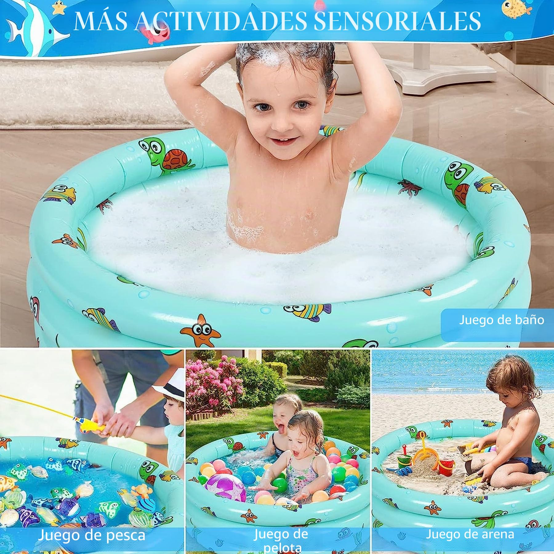 Piscina Hinchable,Piscina Hinchable para Bebés,Piscina Inflable Infantil,Piscina Infantil,Piscina Inflable Niños,3 Aros Piscinas Hinchable,Piscina Hinchable Redonda,Piscina de Agua para Niños