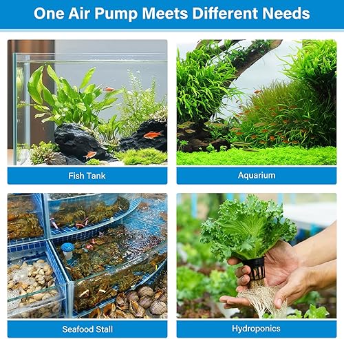 Miniatura 8 de hygger Bomba de aire para acuario, bomba de aire ajustable silenciosa para pecera, 4 W7 W11 W, potente aireador de oxígeno con doble salida de acero