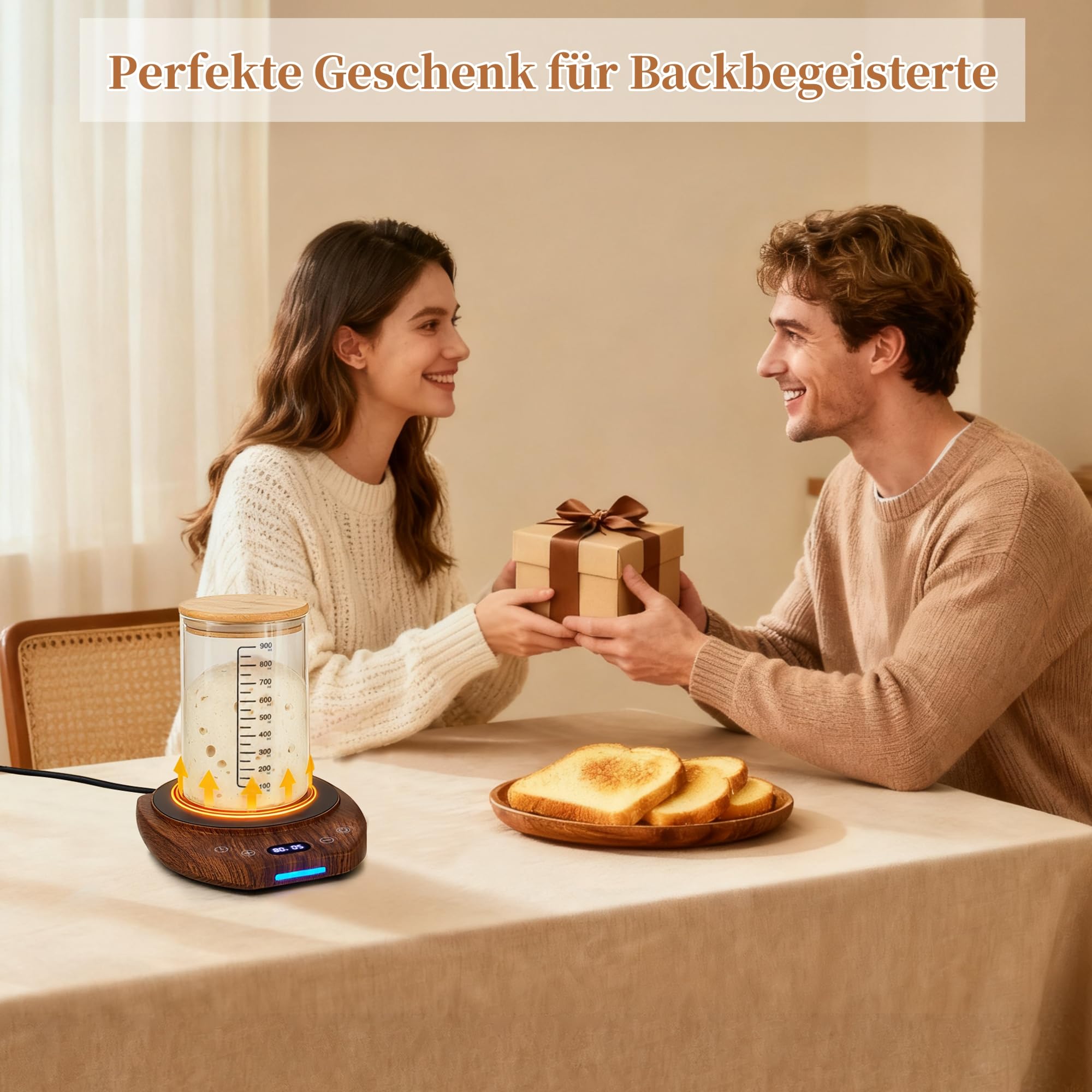 Sauerteig Starter Wärmer Thermostat Steuerung (21-49°C/70-120°F) 24-Stunden Einstellbarer Timer Sourdough Proofing Brot Backwärmer für Sauerteigfermentation & Haus Backen