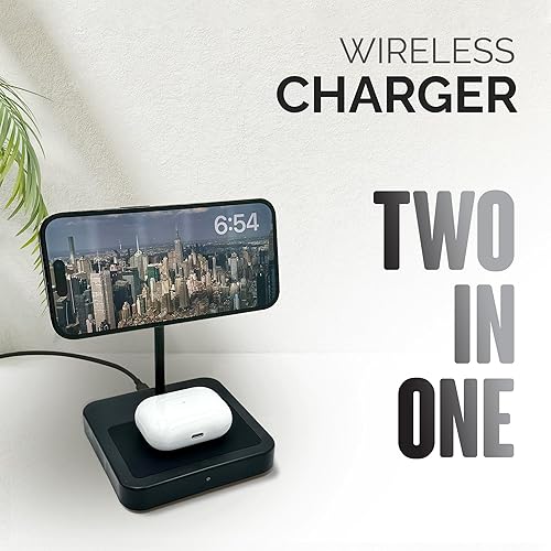Miniatura 5 de Estación de carga inalámbrica  Cargador inalámbrico 2 en 1  Cargador magnético ajustable  Compatible con iPhone 15 14 13 12 series y AirPods