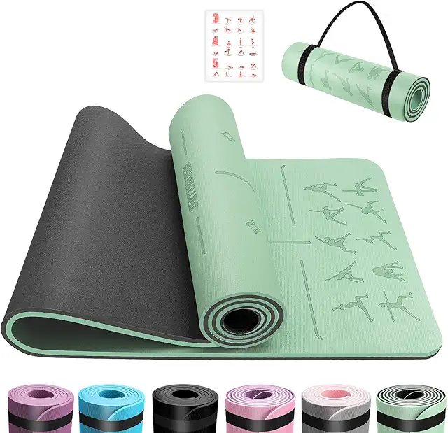 Esterilla Yoga TPE Antideslizante con Guía de Posturas y Bandolera 183x61cm