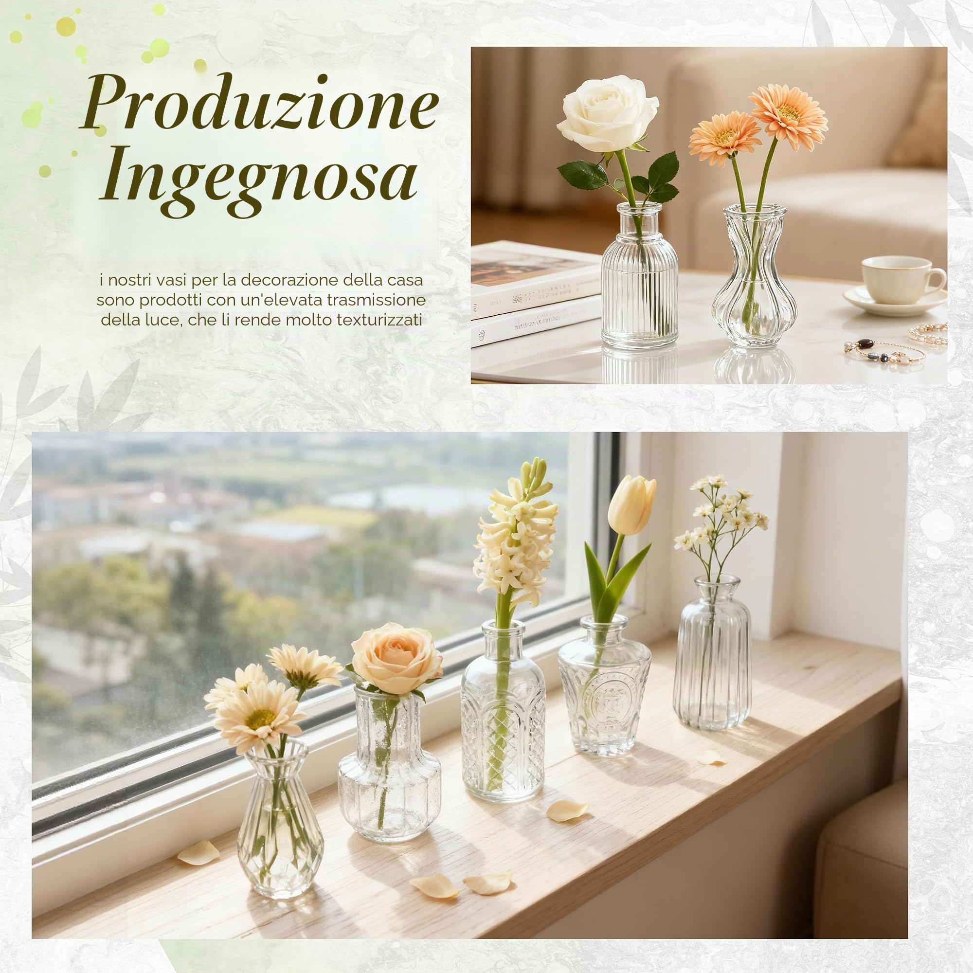 Der Rose Set di 20 vasi in vetro trasparente per boccioli di fiori, in vaso di vetro sfuso, per centrotavola, decorazioni rustiche per matrimoni, composizioni floreali, decorazioni per la casa e la