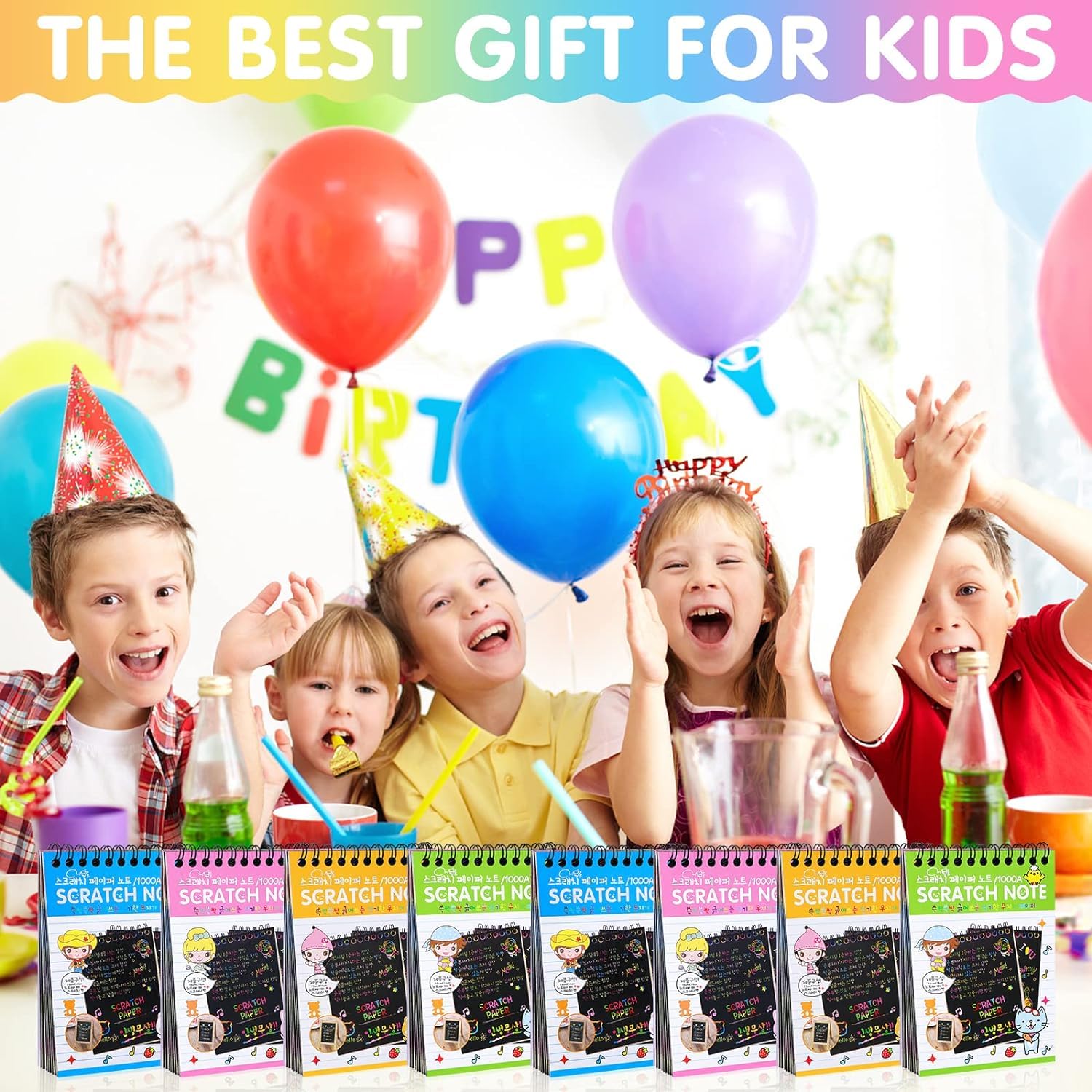 8pc Magical Scratch Book for Kids - Return Gifts Birthday Party for Kids - Best Birthday Return Gifts for Kids in Bulk - Magic Drawing Set Painting Activity Book Doodle Books - Scratch Note Book 3