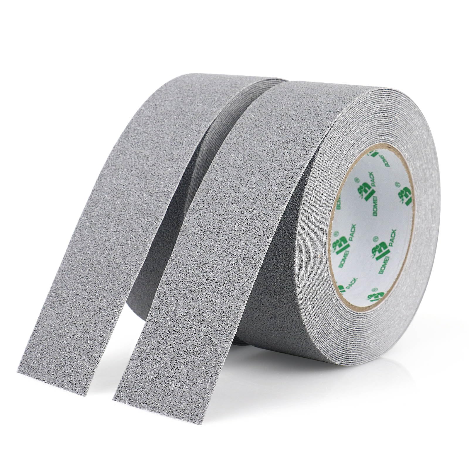 BOMEI PACK Gris Cinta adhesiva antideslizante, 2 Rollos 50mmx10m cinta adhesiva antideslizante, fuerte seguridad adhesiva para uso en interiores y exteriores