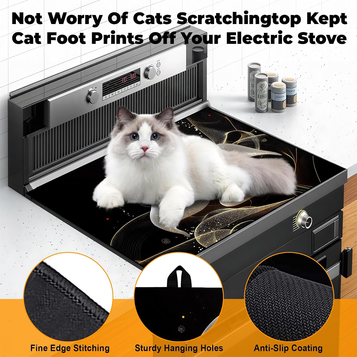 Heat-Resistant Glass Stove Top Cover with Anti-Slip Rubber Coating – Electric Stove Protector, Scratch-Resistant, Counter Space Decor Mat (Calla Lily, 28.5"L x 20.5"W)