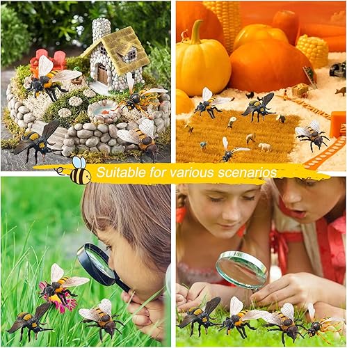 Miniatura 8 de 4 figuras realistas de abejas  varios modelos de abejas, figuras de animales de abejas falsas, juguete de insectos para proyecto de ciencia,