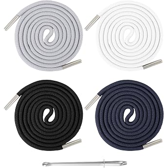 Pack of 4 Drawstring for Jogging Bottoms 140 cm Cord for Hoodie Elastic Jogging Bottoms Band Trouser Bands Drawstring Waistband Cord with Pull-Through Needle Trousers Cord for Pulling