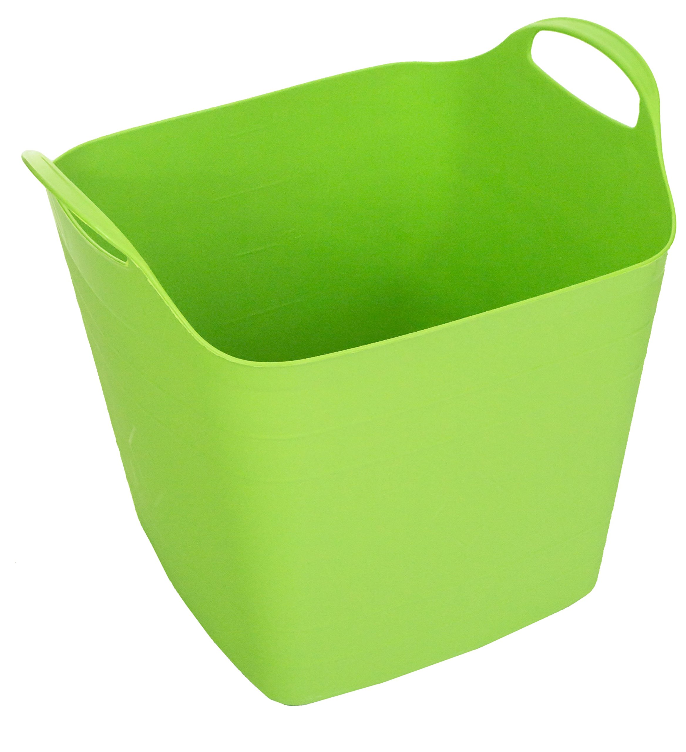 Excellent Houseware 40Lt Square Flexible Flexi Plastic Tub Tubs Bucket for Home Gardening Building Laundry (Lime Green)