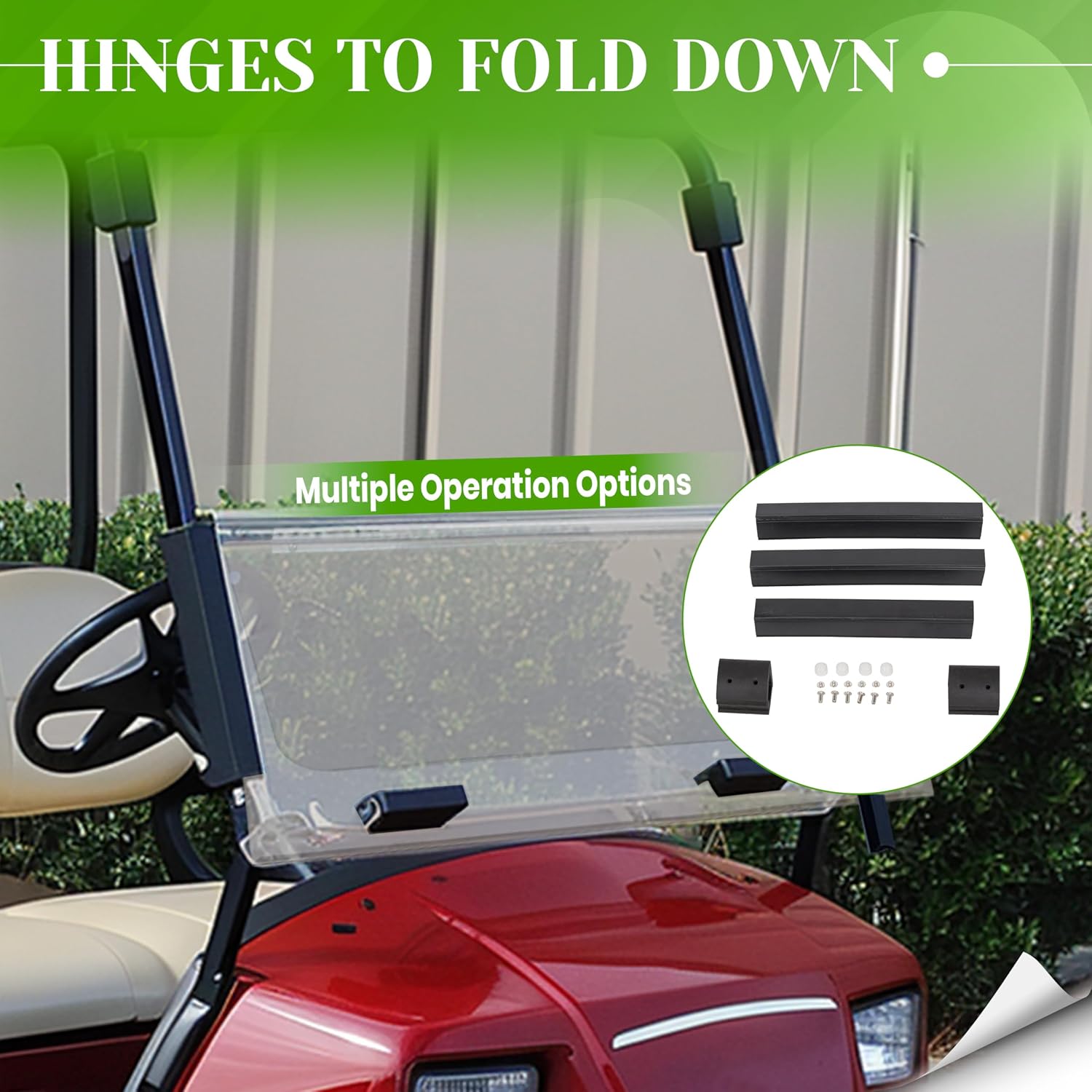 HECASA Tinted Windscreen Compatible with 1995-2003 Yamaha G14 G16 G19 Golf Cart Fold Down Front Smoke Windshield