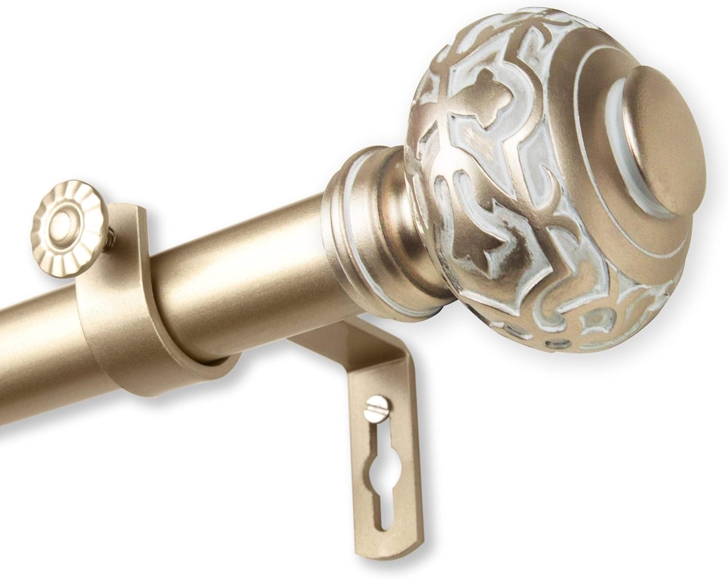 Sycamore 1 inch Diameter Adjustable Curtain Rod Light Gold 66 to 120 inches Gold Finish