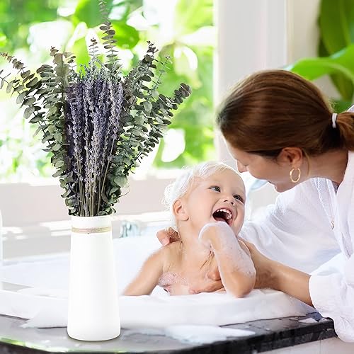 Miniatura 6 de Paquete de 120 tallos de eucalipto secos y flores de lavanda para ducha, hojas de eucalipto reales naturales de 17 pulgadas, plantas colgantes y