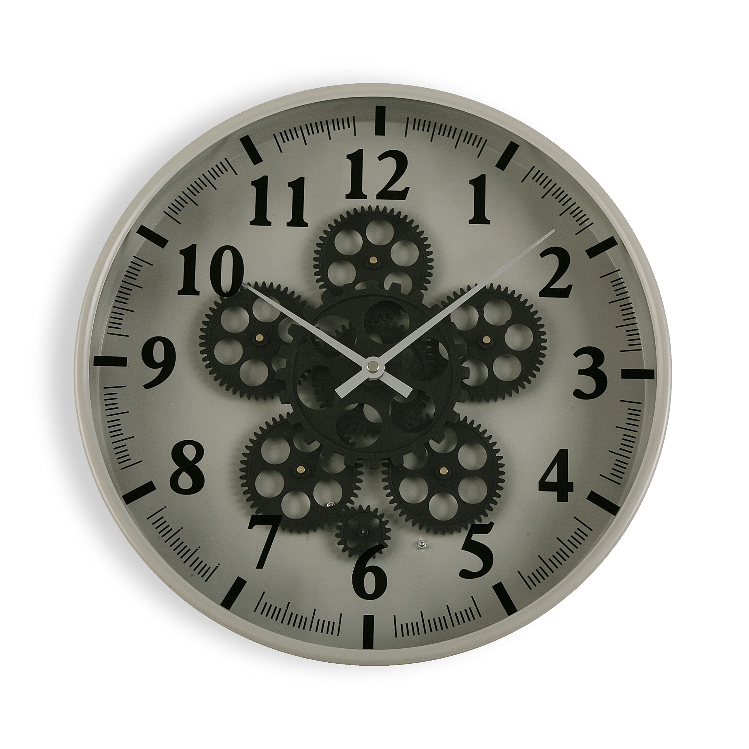 Horloge murale silencieuse grise en bois suspendue pour salle à manger Versa