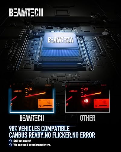 Miniatura 5 de BEAMTECH 9006HB4 - Bombillas LED, serie S1, sin ventilador, 10000lúmenes, 50W, 6500K, blanco frío, repuestos de halógeno, 2 bombillas