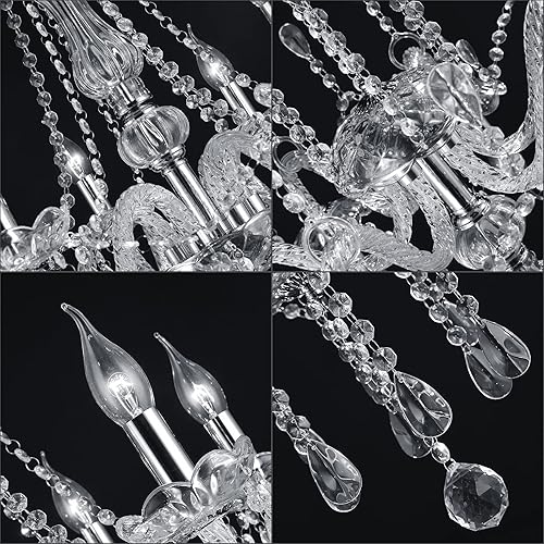 Miniatura 7 de Candelabro moderno y lujoso de cristal plateado, 12 luces K9 moderno candelabro de cristal para comedor, lámpara colgante de techo para sala de